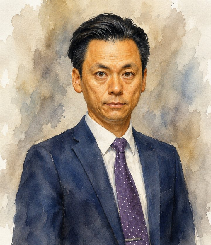 竹田龍生の肖像（水彩画）